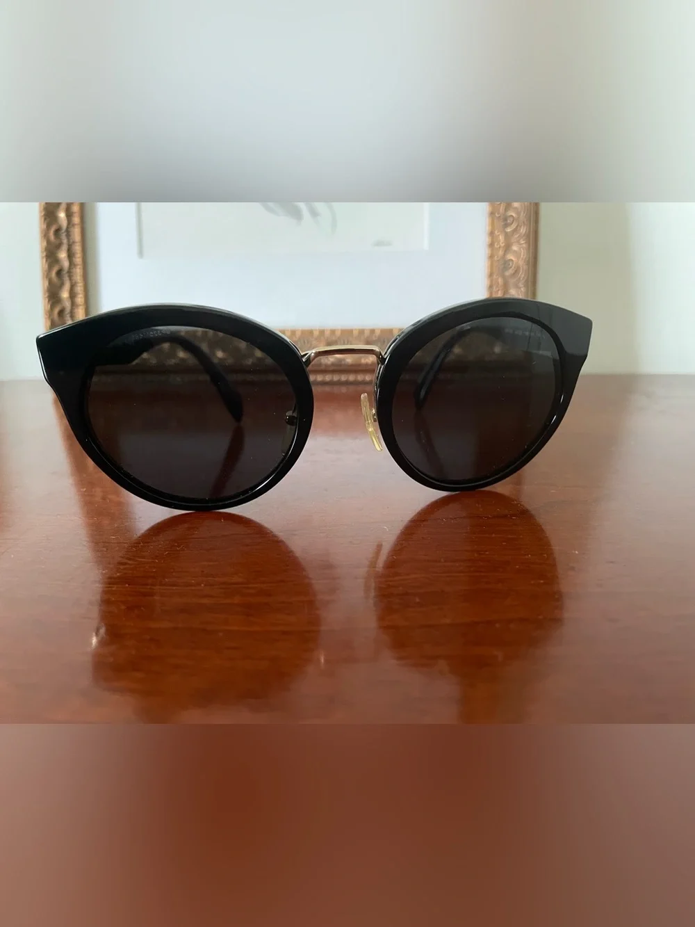 Prada Oversize Round Black Cat Eye Sunglasses (Authentic)